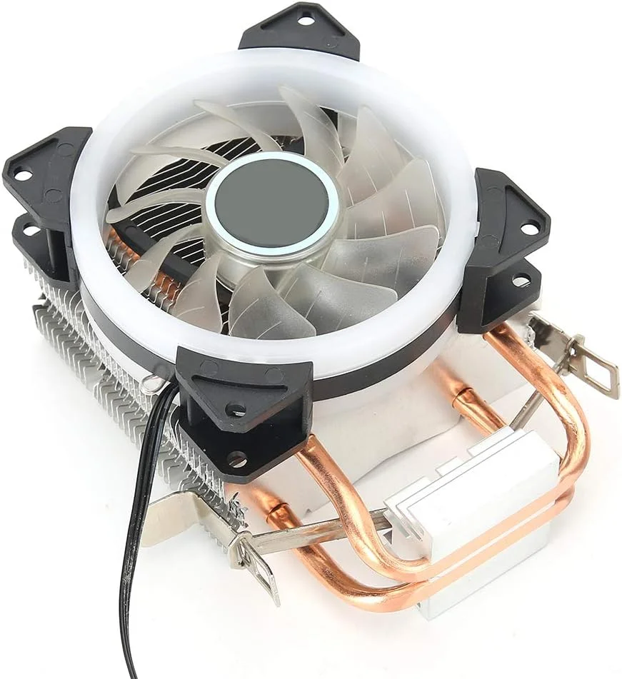 خنک کننده بادی پردازنده GOWENIC، فن خنک کننده بادی پردازنده 3 پین 2000 دور در دقیقه، خنک کننده مایع آلومینیومی پردازنده با 2 لوله برنجی برای AMD 775/1150 / 1151/1155 / 1156/1366 (#5)