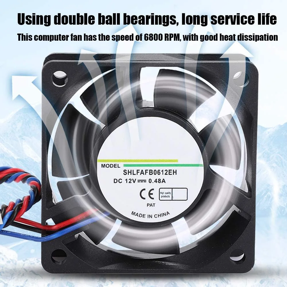 فن خنک کننده پردازنده کامپیوتر GOWENIC، 6 سانتی متر، 12 ولت 0.48 آمپر 6800 دور در دقیقه 38.35 CFM 32dB-A هیت سینک خنک کننده هوا برای منبع تغذیه کامپیوتر