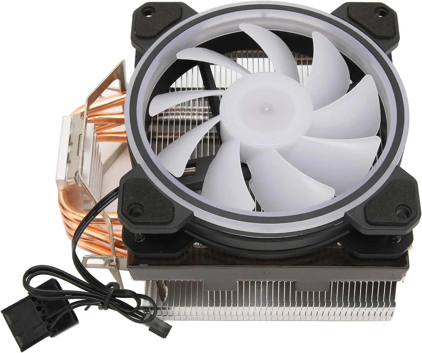 خنک کننده بادی پردازنده RGB گونیک، فن خنک کننده پردازنده با 4 لوله حرارتی، فن پردازنده RGB 120 میلی متری 3 پین 4 پین، برای LGA 775، 115X، برای Core I7 I5 I3، برای AMD AM4، برای Ryzen7