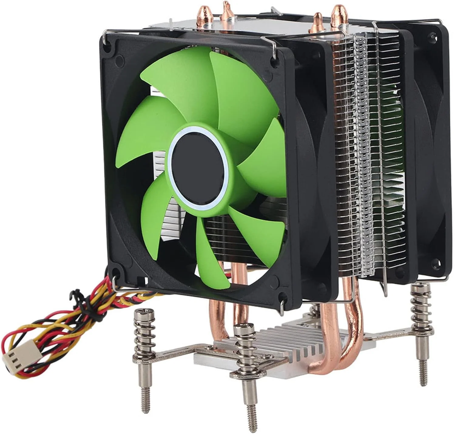 خنک کننده بادی پردازنده GOWENIC با فن دوگانه، فن خنک کننده پردازنده 45 CFM با 2 لوله حرارتی برای LGA 1155/1156 / 1366 / Core i3/ I5 / I7 (#1)