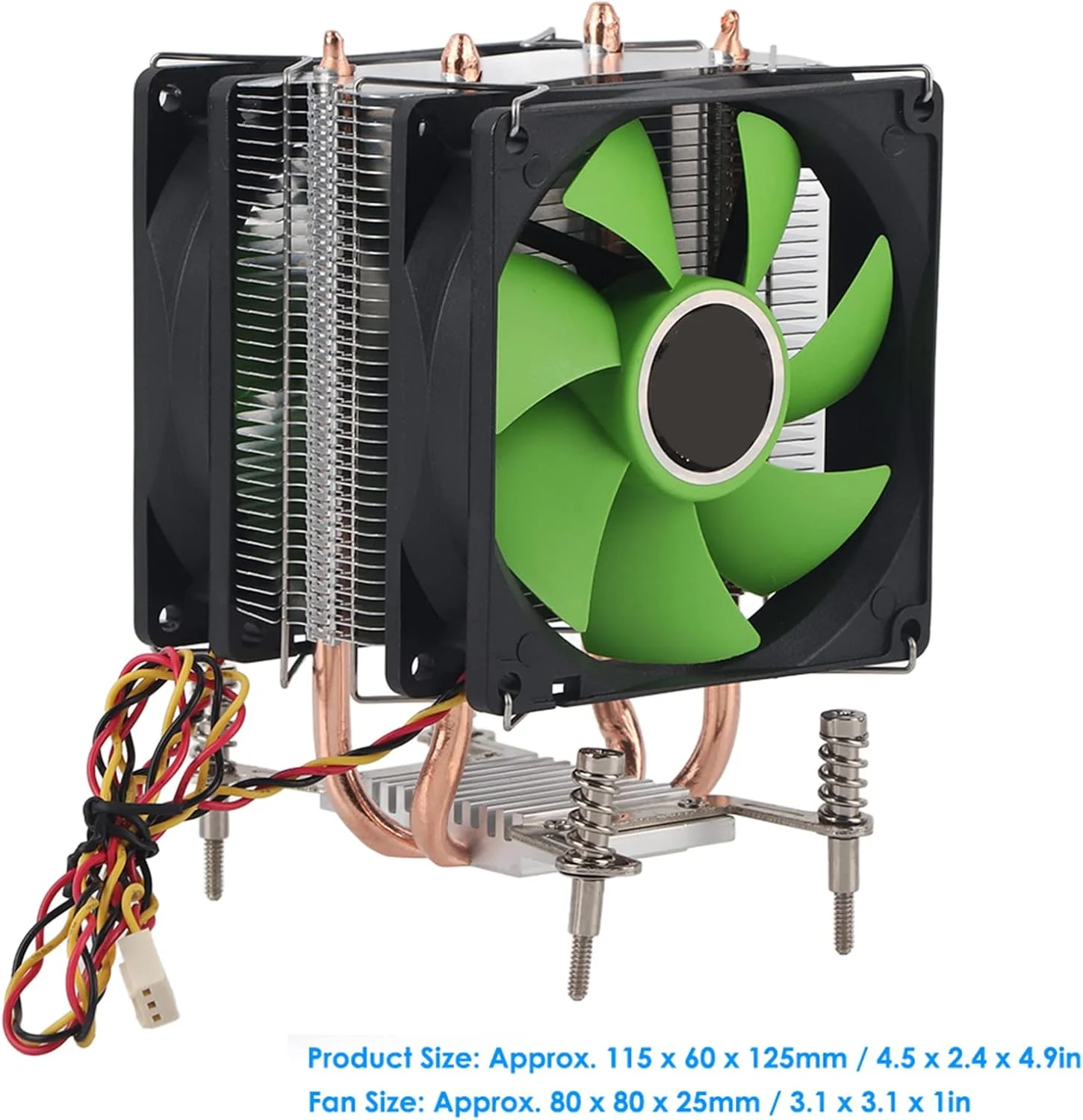 خنک کننده بادی پردازنده GOWENIC با فن دوگانه، فن خنک کننده پردازنده 45 CFM با 2 لوله حرارتی برای LGA 1155/1156 / 1366 / Core i3/ I5 / I7 (#1)