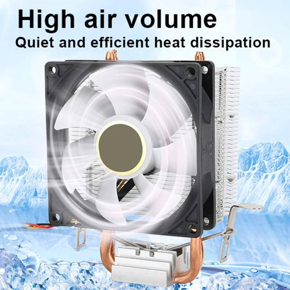 خنک‌کننده بادی پردازنده GOWENIC، فن خنک‌کننده بادی پردازنده 3 پین 2000 دور در دقیقه با 2 لوله برنجی برای AMD 775/1150/1151/1155/1156/1366 (سفید)
