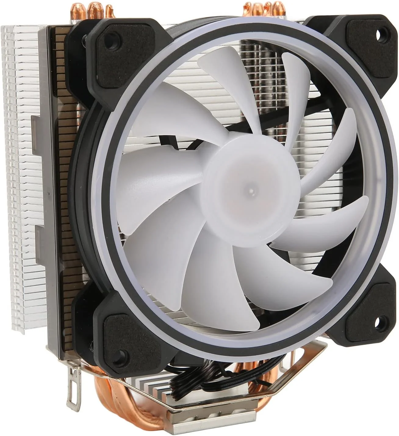 خنک کننده بادی پردازنده RGB گونیک، فن خنک کننده پردازنده با 4 لوله حرارتی، فن پردازنده RGB 120 میلی متری 3 پین 4 پین، برای LGA 775، 115X، برای Core I7 I5 I3، برای AMD AM4، برای Ryzen7