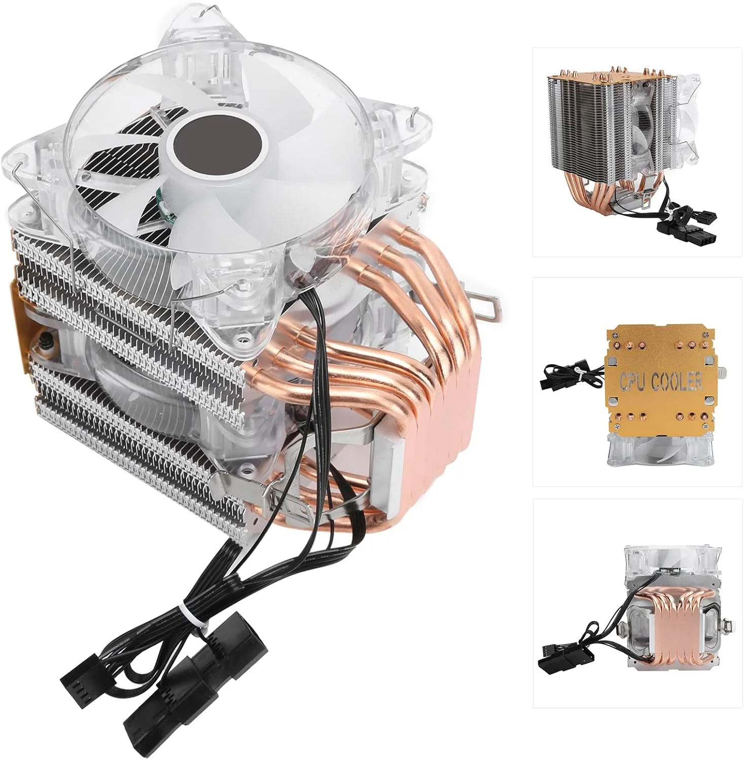 فن خنک کننده پردازنده GOWENIC، فن خنک کننده بادی هیدرولیک 4 پین 48 CFM برای پردازنده های LGA/775/1155/1156/1366/برای AMD/AM2/AM2+/AM3