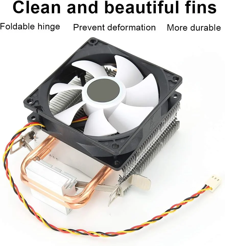 خنک‌کننده بادی پردازنده GOWENIC، فن خنک‌کننده بادی پردازنده 3 پین 2000 دور در دقیقه با 2 لوله برنجی برای AMD 775/1150/1151/1155/1156/1366 (سفید)
