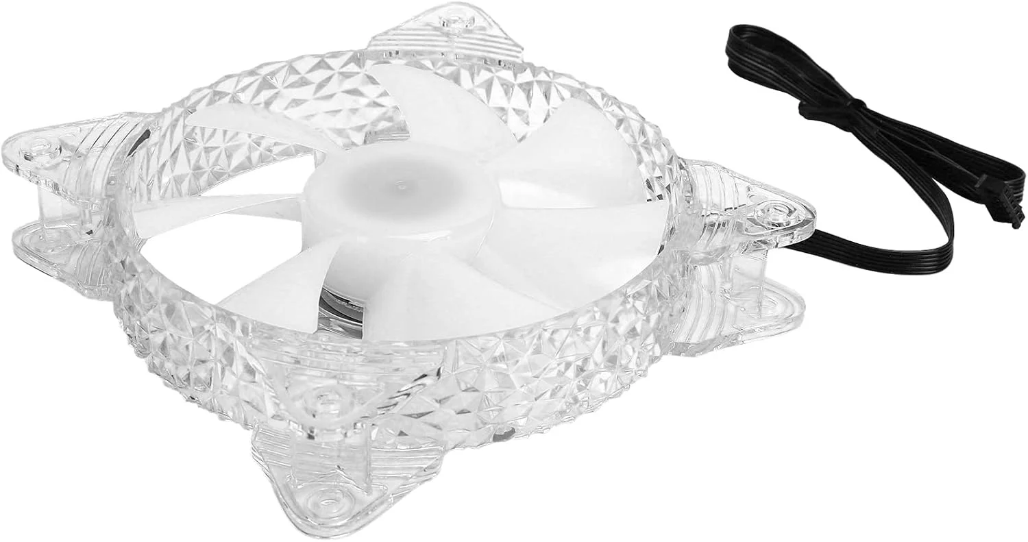 فن خنک کننده پردازنده GOWENIC، 12 سانتی متر، 12 ولت DC، 6 پین، 1200 دور در دقیقه، حجم هوای بزرگ 45CFM، بی صدا 19.5dBA، فن خنک کننده پردازنده چند رنگ RGB، فن تهویه کیس کامپیوتر (#1)