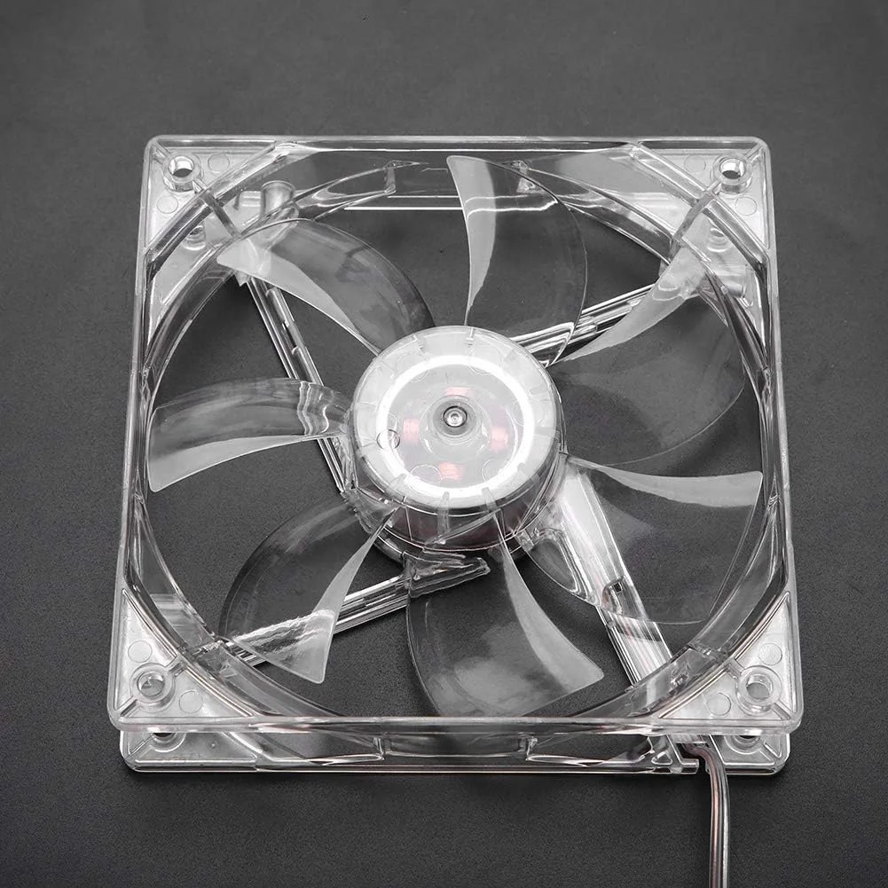 فن خنک کننده پردازنده GOWENIC، فن خنک کننده 12 سانتی متری USB LED با نور رنگی شفاف برای کامپیوتر، پورت USB 5 ولت برای کامپیوتر