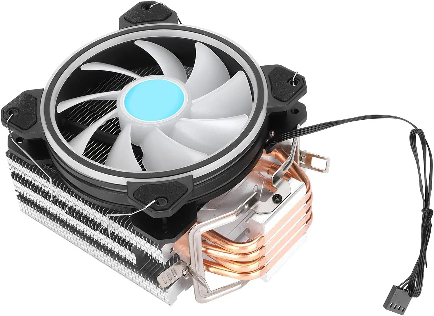 خنک کننده پردازنده RGB گونیک، خنک کننده بادی و هیت سینک پردازنده کم صدا 120 میلی متری با 4 لوله حرارتی و فن خنک کننده PWM 1300 دور در دقیقه برای INTEL LGA1366/LGA1156 و AMD FM1/AM3+/AM3