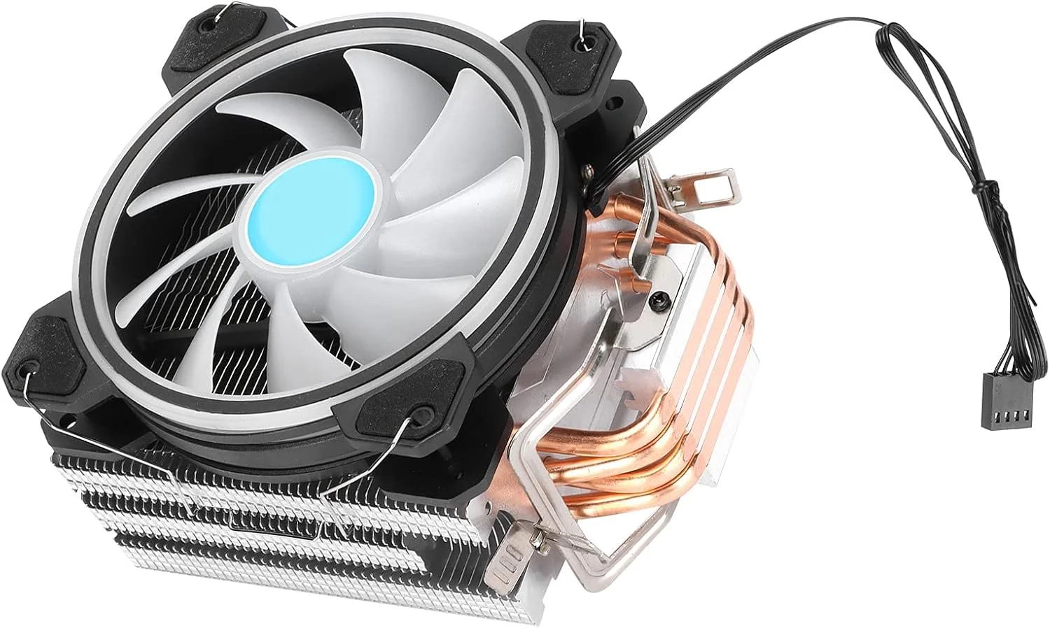 خنک کننده پردازنده RGB گونیک، خنک کننده بادی و هیت سینک پردازنده کم صدا 120 میلی متری با 4 لوله حرارتی و فن خنک کننده PWM 1300 دور در دقیقه برای INTEL LGA1366/LGA1156 و AMD FM1/AM3+/AM3