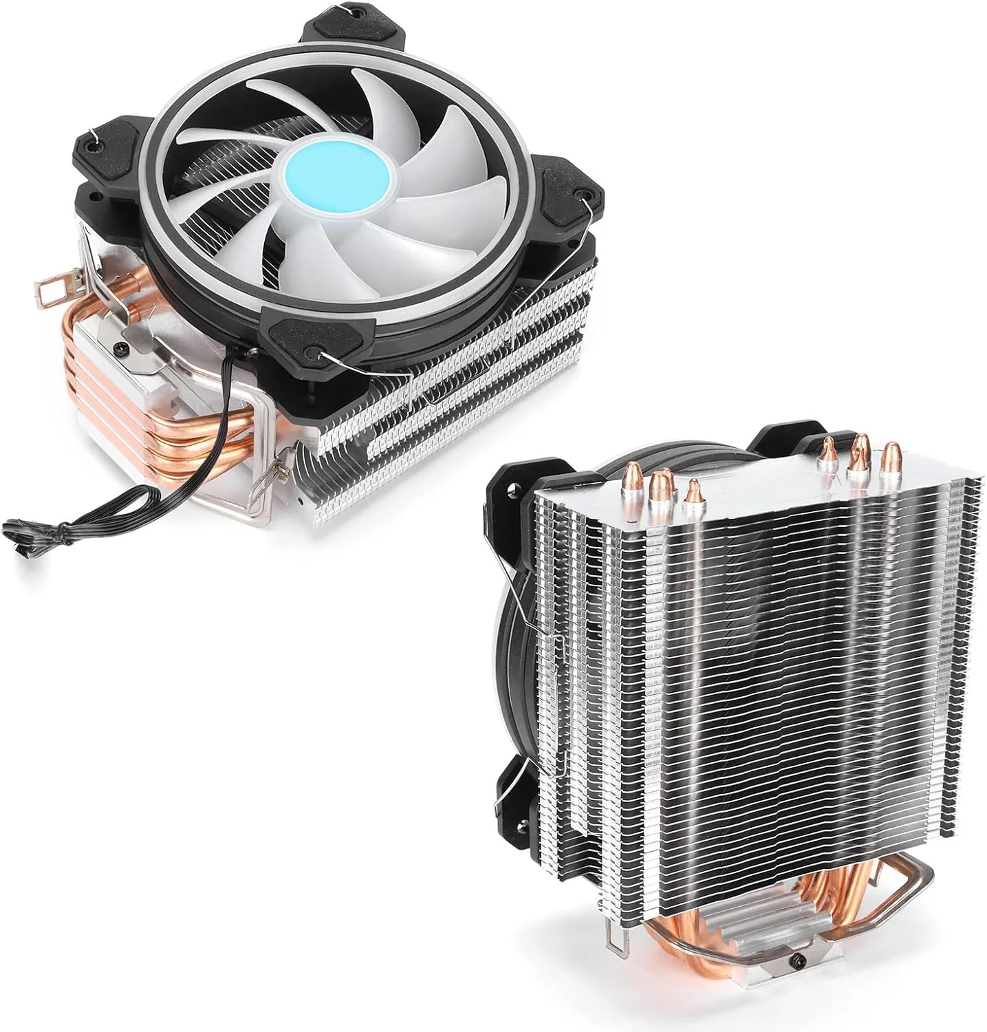 خنک کننده پردازنده RGB گونیک، خنک کننده بادی و هیت سینک پردازنده کم صدا 120 میلی متری با 4 لوله حرارتی و فن خنک کننده PWM 1300 دور در دقیقه برای INTEL LGA1366/LGA1156 و AMD FM1/AM3+/AM3
