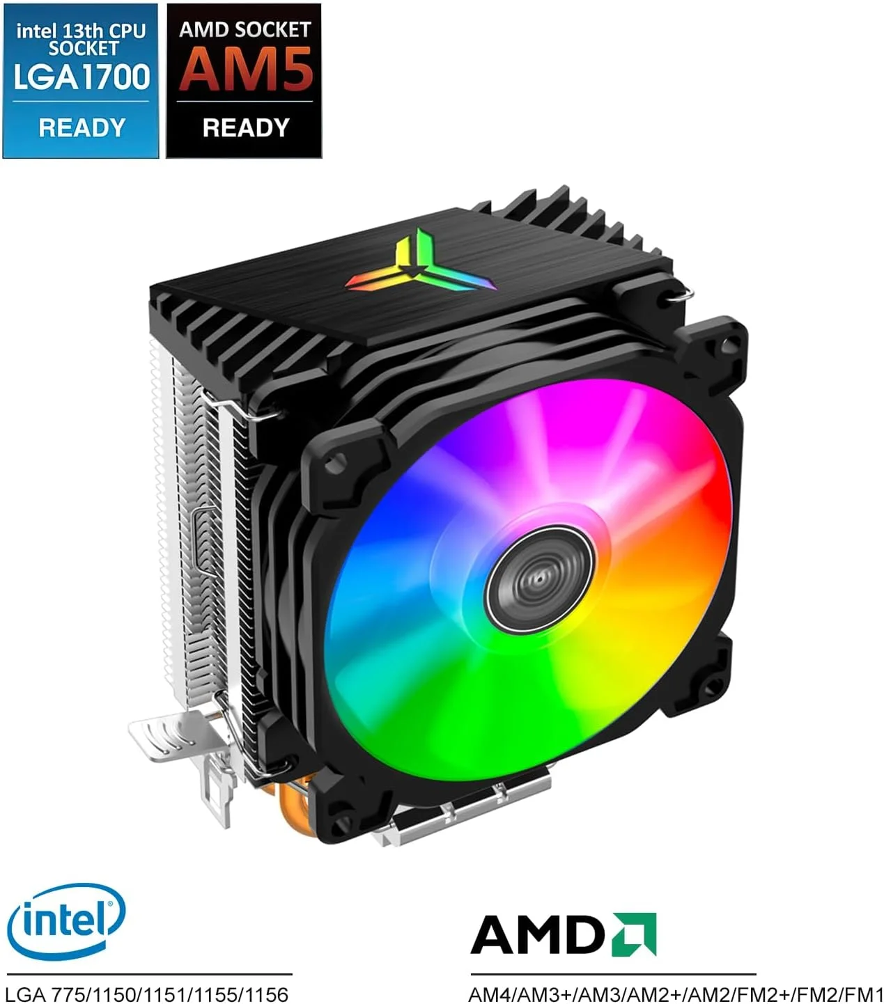 خنک کننده بادی پردازنده Hi8us با نورپردازی RGB، فن کم صدا 92 میلی متری، لوله های حرارتی دوتایی، سازگار با Intel LGA 1700/1200/115X و AMD AM4/AM5