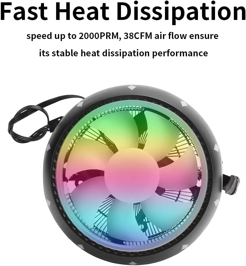 هیت سینک و فن خنک کننده بادی پردازنده کم صدا، رادیاتور فن پردازنده RGB برای Intel LGA775/1150/1151/1155/1156/1366 و AMD FM2/AM4/FM1/AM3+/AM3/AM2
