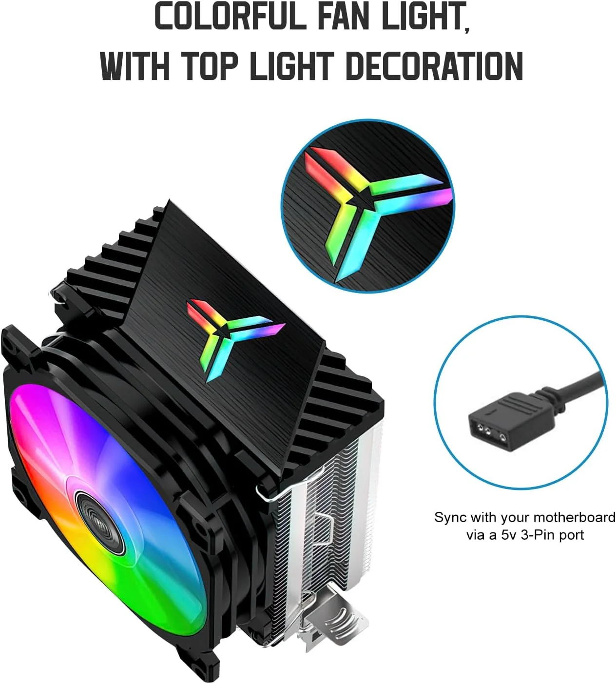 خنک کننده بادی پردازنده Hi8us با نورپردازی RGB، فن کم صدا 92 میلی متری، لوله های حرارتی دوتایی، سازگار با Intel LGA 1700/1200/115X و AMD AM4/AM5