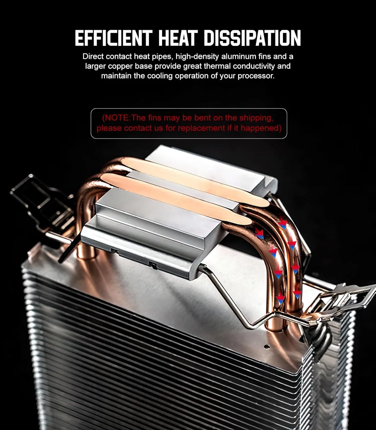 خنک کننده بادی پردازنده Hi8us با نورپردازی RGB، فن کم صدا 92 میلی متری، لوله های حرارتی دوتایی، سازگار با Intel LGA 1700/1200/115X و AMD AM4/AM5