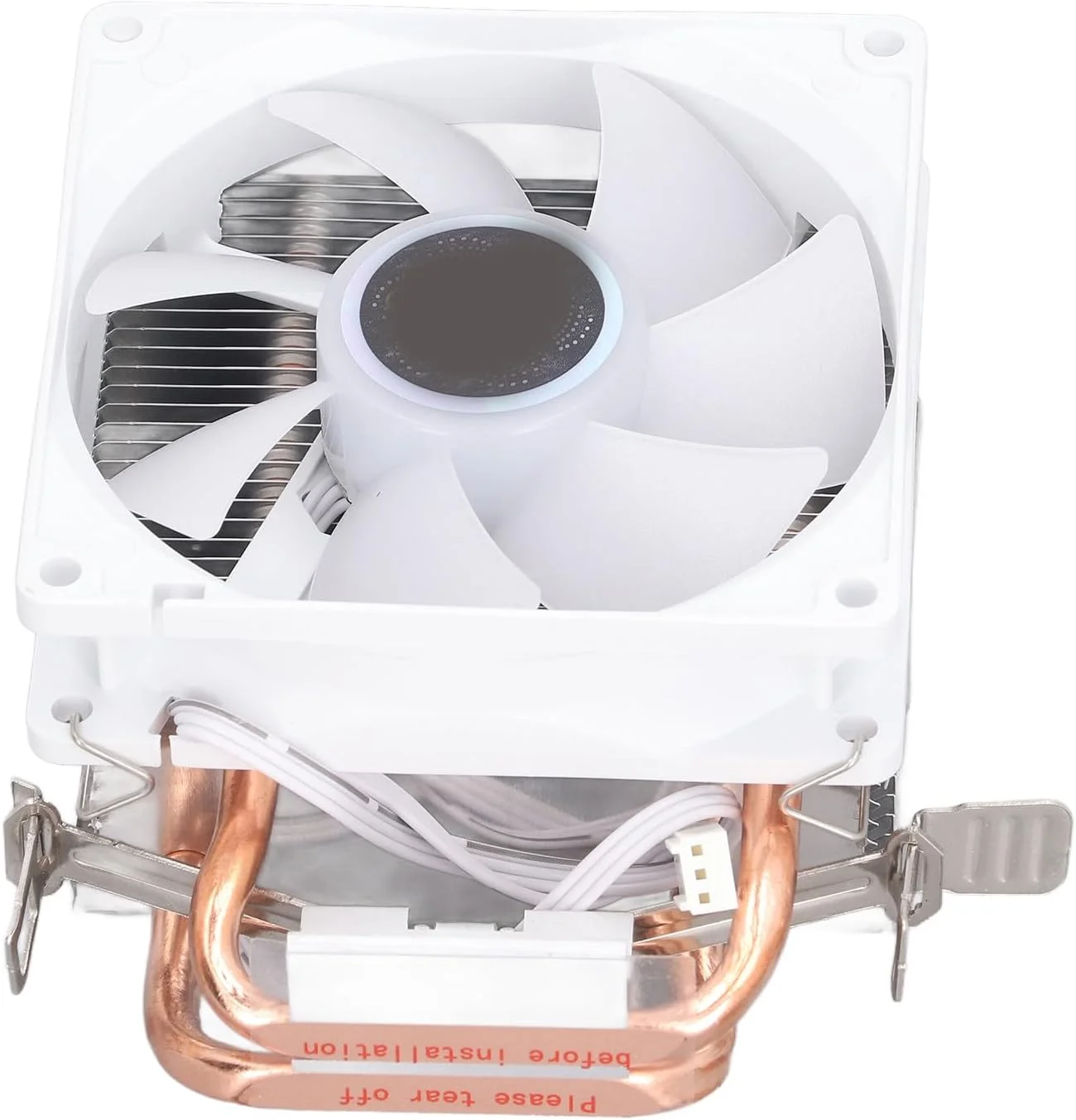 فن خنک کننده پردازنده 90 میلی متری RGB با هیت سینک، فن خنک کننده پردازنده 3 پین با 2 لوله حرارتی به همراه براکت، فن خنک کننده بادی پردازنده با سرعت 2000±10% برای سوکت