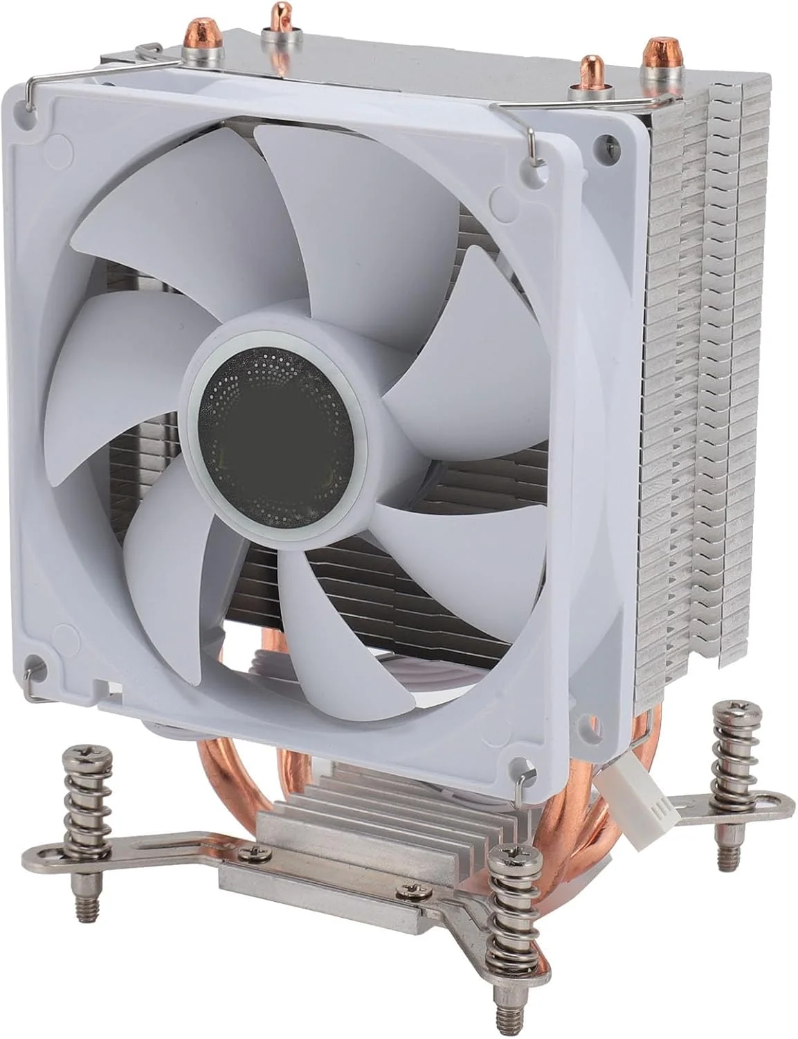 فن خنک کننده پردازنده با 2 لوله حرارتی، بی صدا، 3 پین هیدرولیک، خنک کننده بادی پردازنده کامپیوتر با قاب سفید، اتلاف حرارت کارآمد، سرعت بالا، طراحی بی صدا، نصب آسان، مناسب