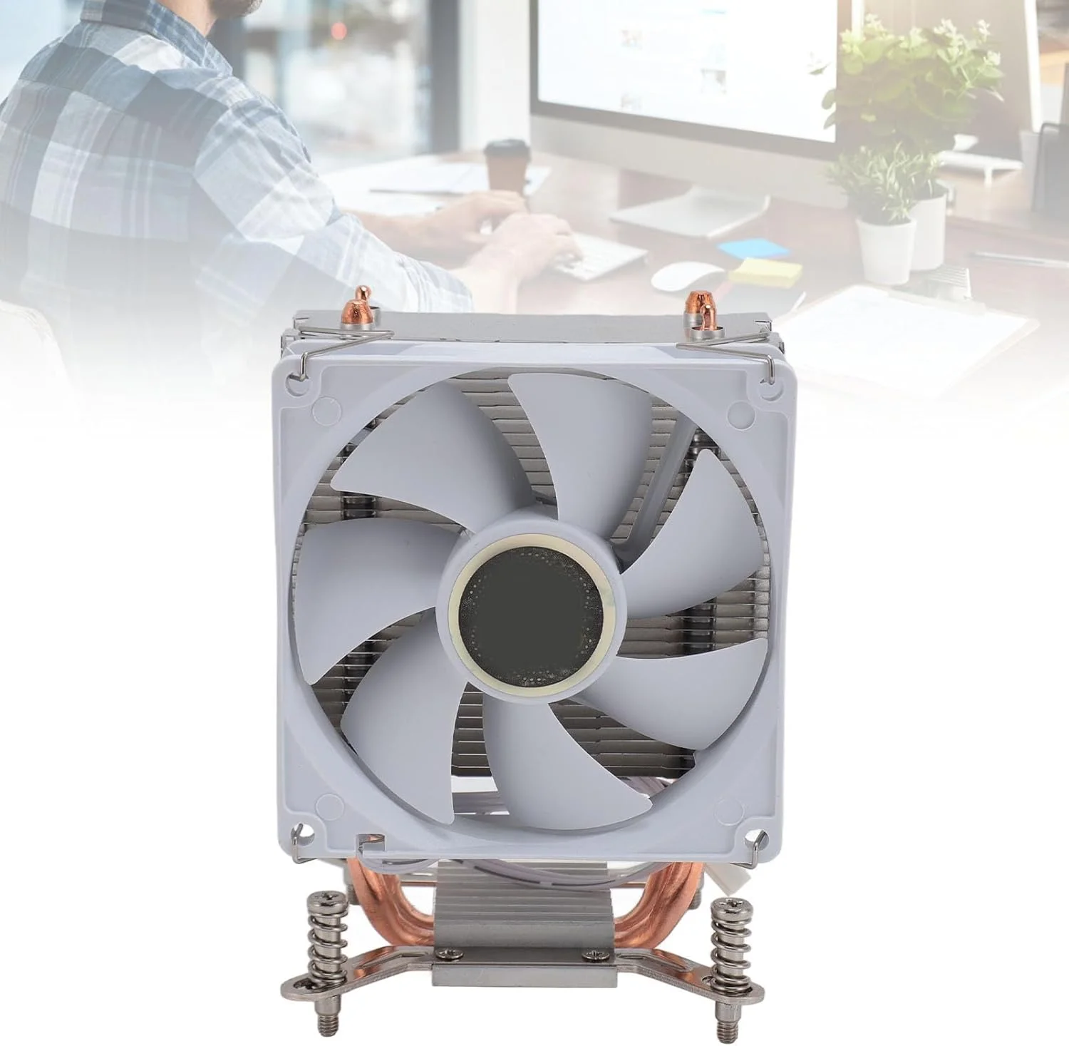 فن خنک کننده پردازنده با 2 لوله حرارتی، بی صدا، 3 پین هیدرولیک، خنک کننده بادی پردازنده کامپیوتر با قاب سفید، اتلاف حرارت کارآمد، سرعت بالا، طراحی بی صدا، نصب آسان، مناسب