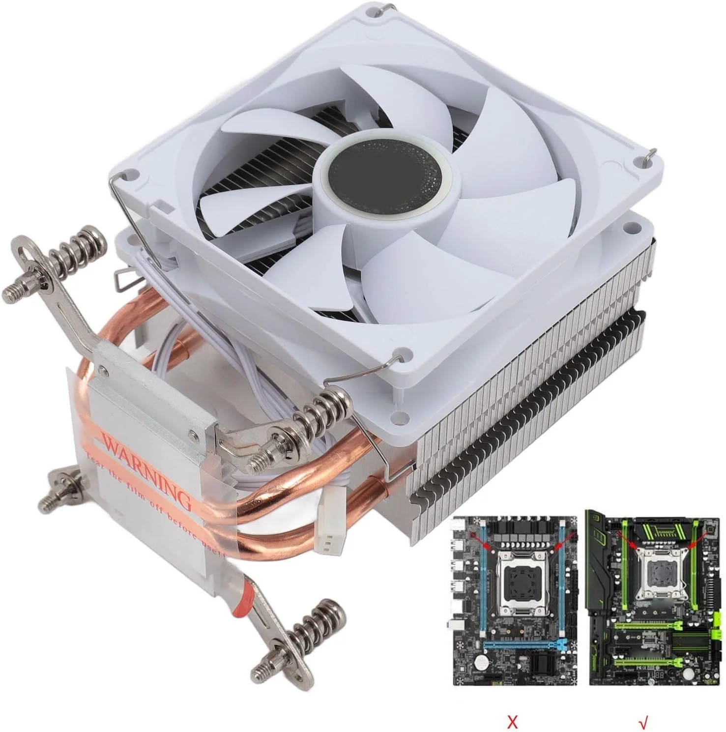 فن خنک کننده پردازنده با 2 لوله حرارتی، بی صدا، 3 پین هیدرولیک، خنک کننده بادی پردازنده کامپیوتر با قاب سفید، اتلاف حرارت کارآمد، سرعت بالا، طراحی بی صدا، نصب آسان، مناسب