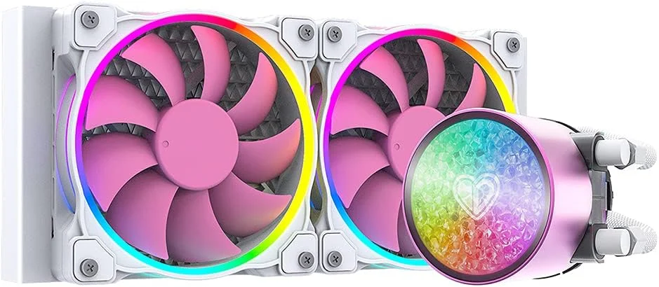 خنک کننده آبی پردازنده ID-COOLING PINKFLOW 240 DIAMOND EDITION، خنک کننده مایع 240 میلی‌متری پردازنده، فن RGB 2X120 میلی‌متری، سازگار با Intel 115X/1200/2066, AMD AM4/AM5