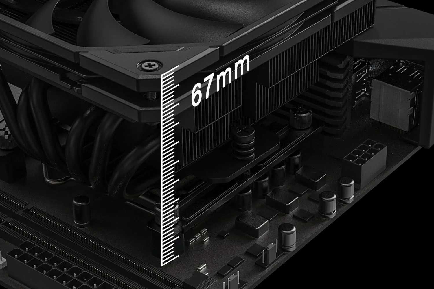 خنک کننده پردازنده ID-COOLING IS-67-XT مشکی، ارتفاع 67 میلی متر، خنک کننده بادی کم ارتفاع پردازنده با 6 لوله حرارتی برای HTPC، ITX و سیستم های کوچک، فن باریک 120x15 میلی متر، پشتیبانی از Intel LGA1700/1200/115X، AMD AM5/AM4