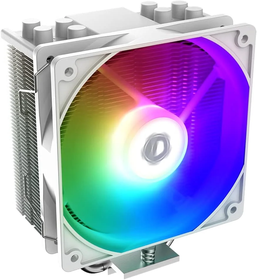 خنک کننده پردازنده ID-COOLING SE-214-XT ARGB سفید، 4 لوله حرارتی، نورپردازی RGB قابل تنظیم، همگام سازی با مادربرد (کانکتور 3 پین 5 ولت)، فن پردازنده برای Intel/AMD، سازگار با LGA 1700