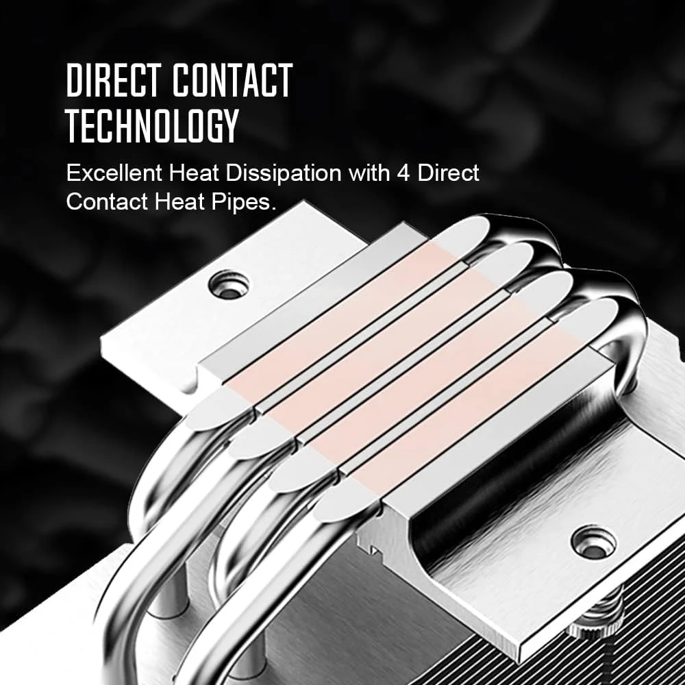 خنک کننده پردازنده ID-COOLING SE-214-XT ARGB سفید، 4 لوله حرارتی، نورپردازی RGB قابل تنظیم، همگام سازی با مادربرد (کانکتور 3 پین 5 ولت)، فن پردازنده برای Intel/AMD، سازگار با LGA 1700