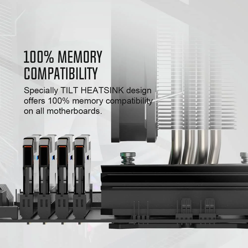 خنک کننده پردازنده ID-COOLING SE-214-XT ARGB با 4 لوله حرارتی، نورپردازی RGB قابل تنظیم با مادربرد (کانکتور 3 پین 5 ولت)، فن پردازنده برای Intel/AMD، سازگار با LGA 1700