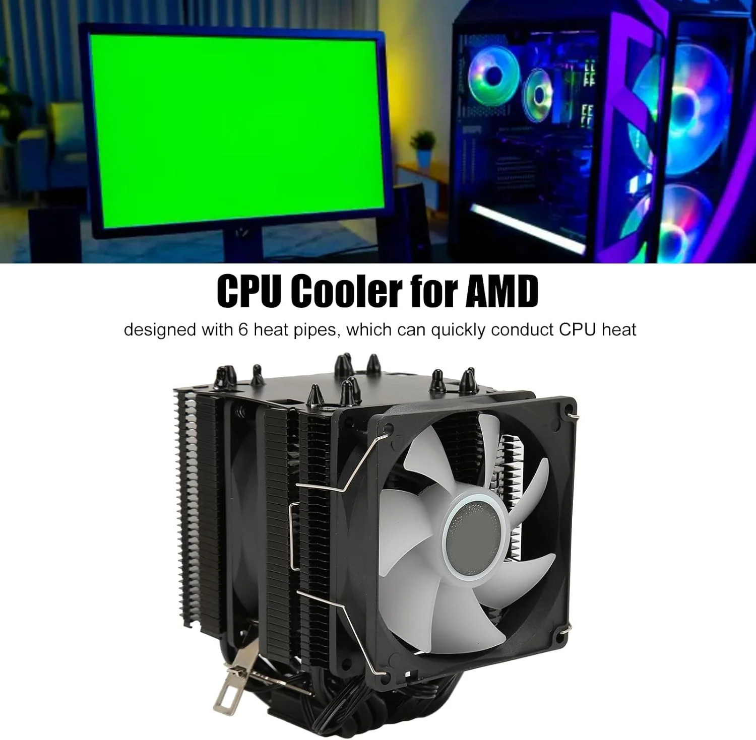 خنک کننده بادی پردازنده دو برج Jectse با 6 لوله حرارتی و فن خنک کننده ARGB برای LGA 1150 1151 1155 1200 1700، نویز کم 22dB، نصب آسان، سازگاری گسترده