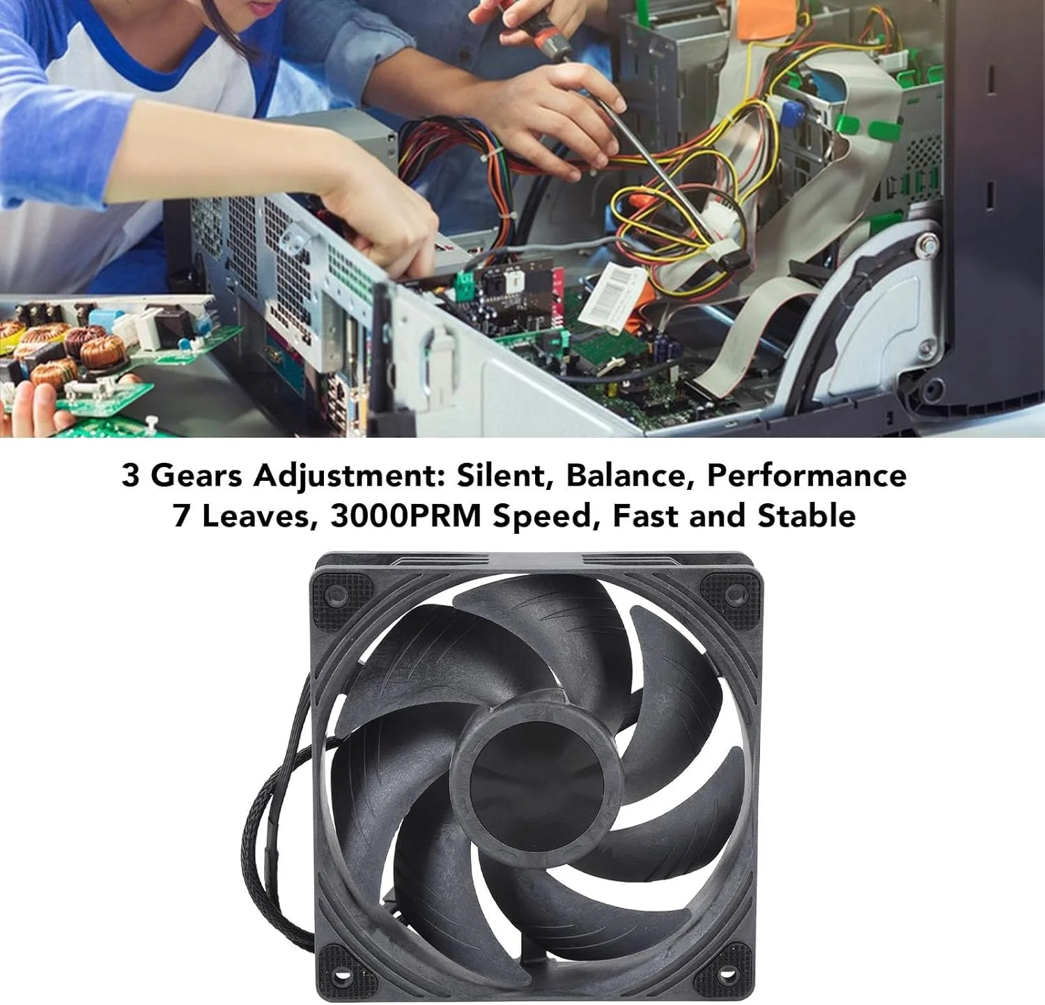 فن کیس کامپیوتر 120 میلی متری، خنک کننده بادی پردازنده مرکزی 4 پین با کنترل هوشمند دما PWM سرعت 3000 دور در دقیقه فن کیس با بلبرینگ دوبل