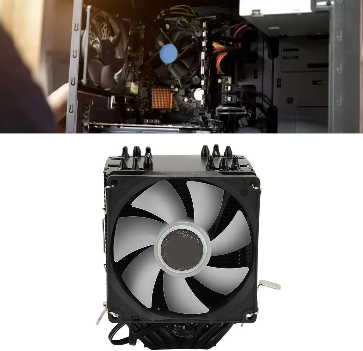 خنک کننده بادی پردازنده دو برج Jectse با 6 لوله حرارتی و فن خنک کننده ARGB برای LGA 1150 1151 1155 1200 1700، نویز کم 22dB، نصب آسان، سازگاری گسترده