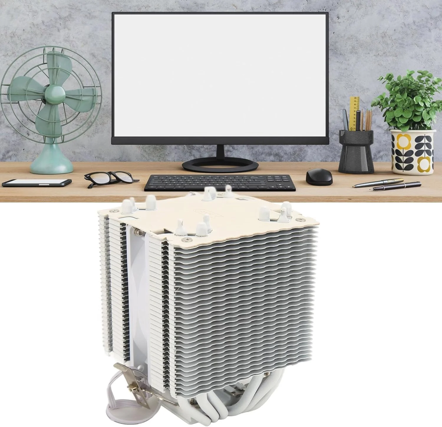 خنک کننده بادی پردازنده، 3.5 اینچی، 6 لوله حرارتی، فن خنک کننده 3 پین برای 775 1150 1151 1155 1156 1200 1700 1356 1366، فن بلبرینگ هیدرولیک، طراحی بی صدا 22dB