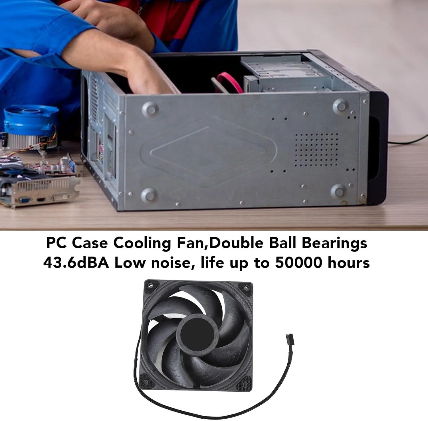 فن کیس کامپیوتر 120 میلی متری، خنک کننده بادی پردازنده مرکزی 4 پین با کنترل هوشمند دما PWM سرعت 3000 دور در دقیقه فن کیس با بلبرینگ دوبل
