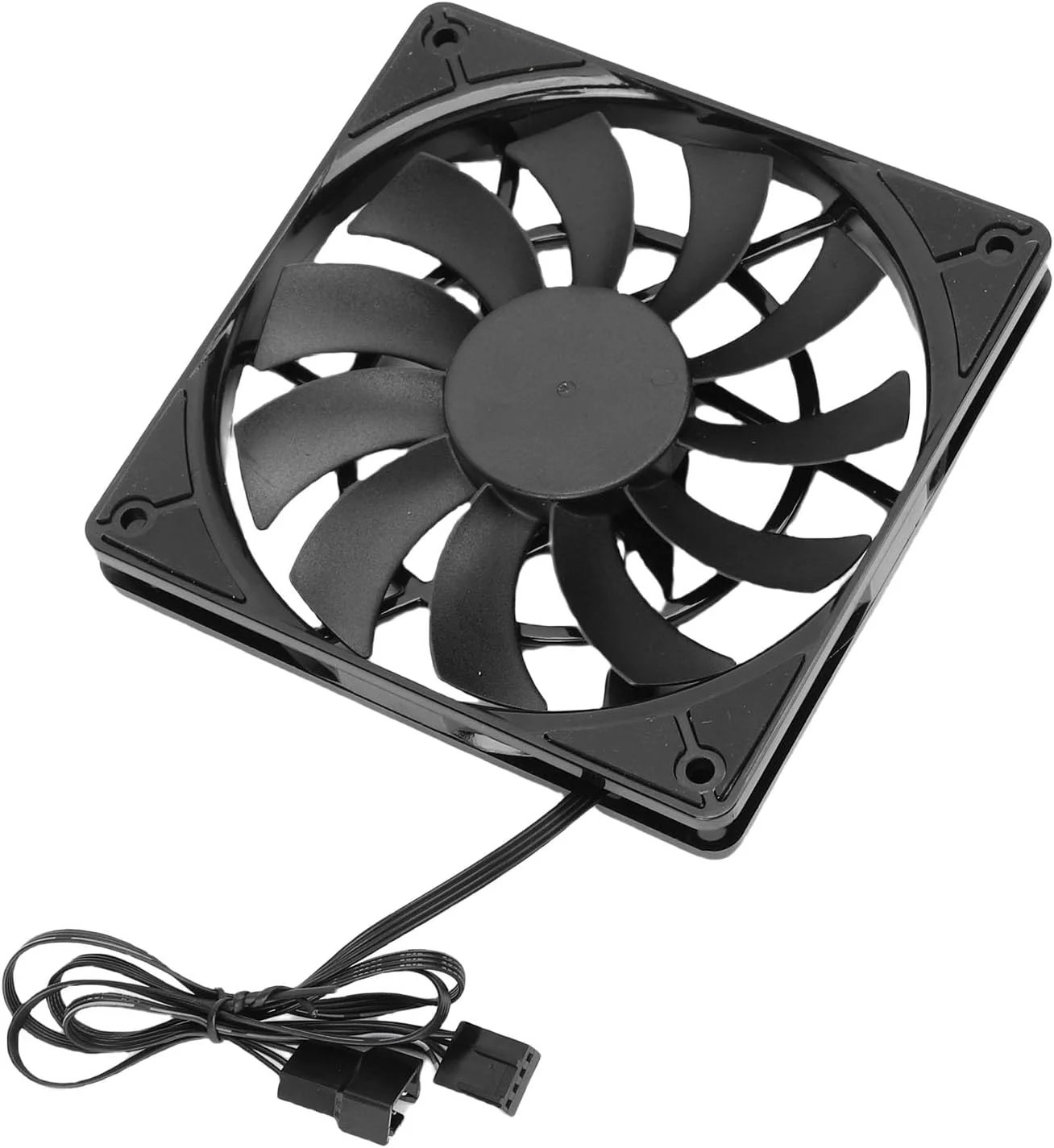 فن پردازنده 120 میلی‌متری Jiawu، کامپیوتر 4 پین PWM، فن خنک‌کننده کیس با پره‌های معکوس 1800 دور در دقیقه، کاهش لرزش و نویز، زنجیره دیزی PWM 60 سانتی‌متری، مناسب برای کیس‌های کامپیوتر، هیت سینک‌ها و خنک‌کننده‌های پردازنده.