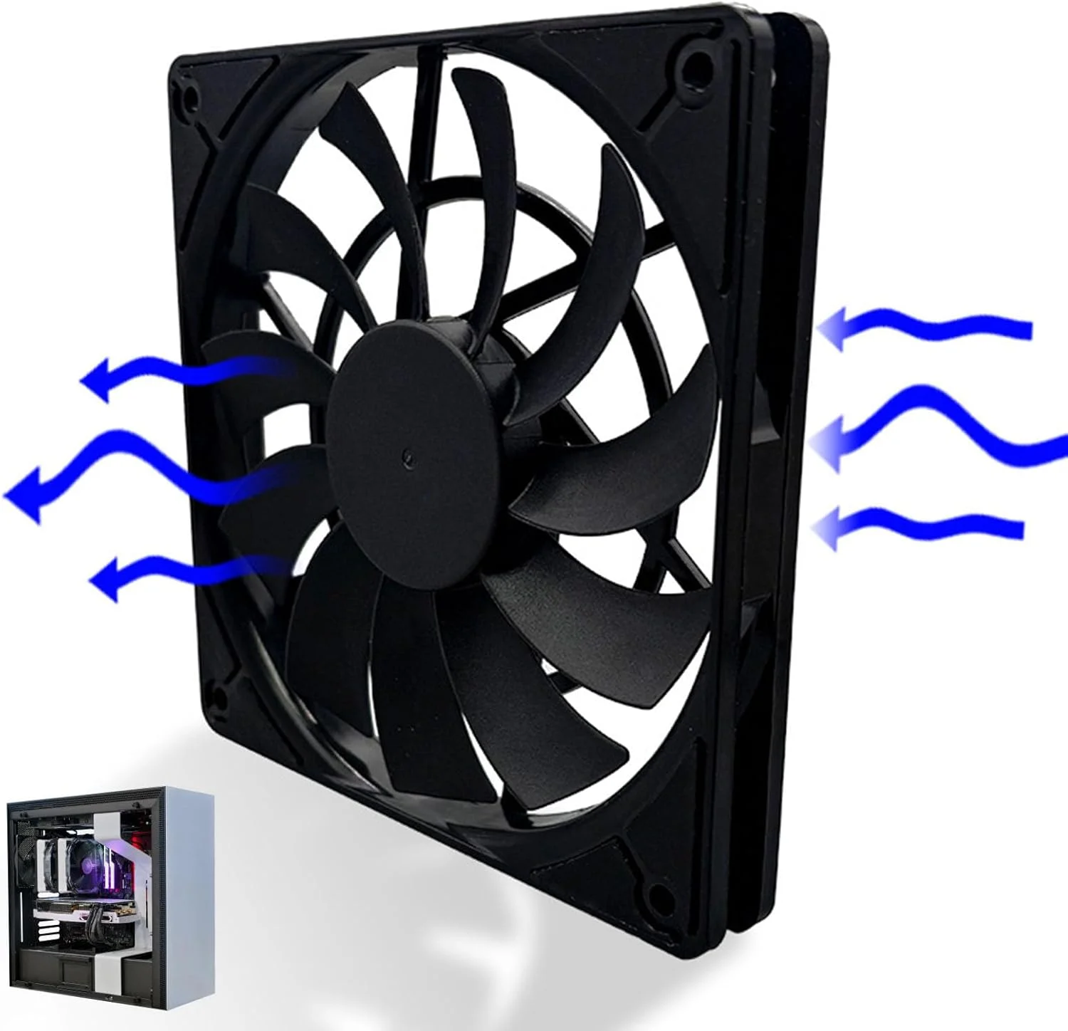 فن پردازنده 120 میلی‌متری Jiawu، کامپیوتر 4 پین PWM، فن خنک‌کننده کیس با تیغه معکوس 2500 دور در دقیقه، کاهش لرزش و نویز، زنجیره دیزی PWM بلند 60 سانتی‌متری، مناسب برای کیس‌های کامپیوتر، هیت سینک‌ها و خنک‌کننده‌های پردازنده.