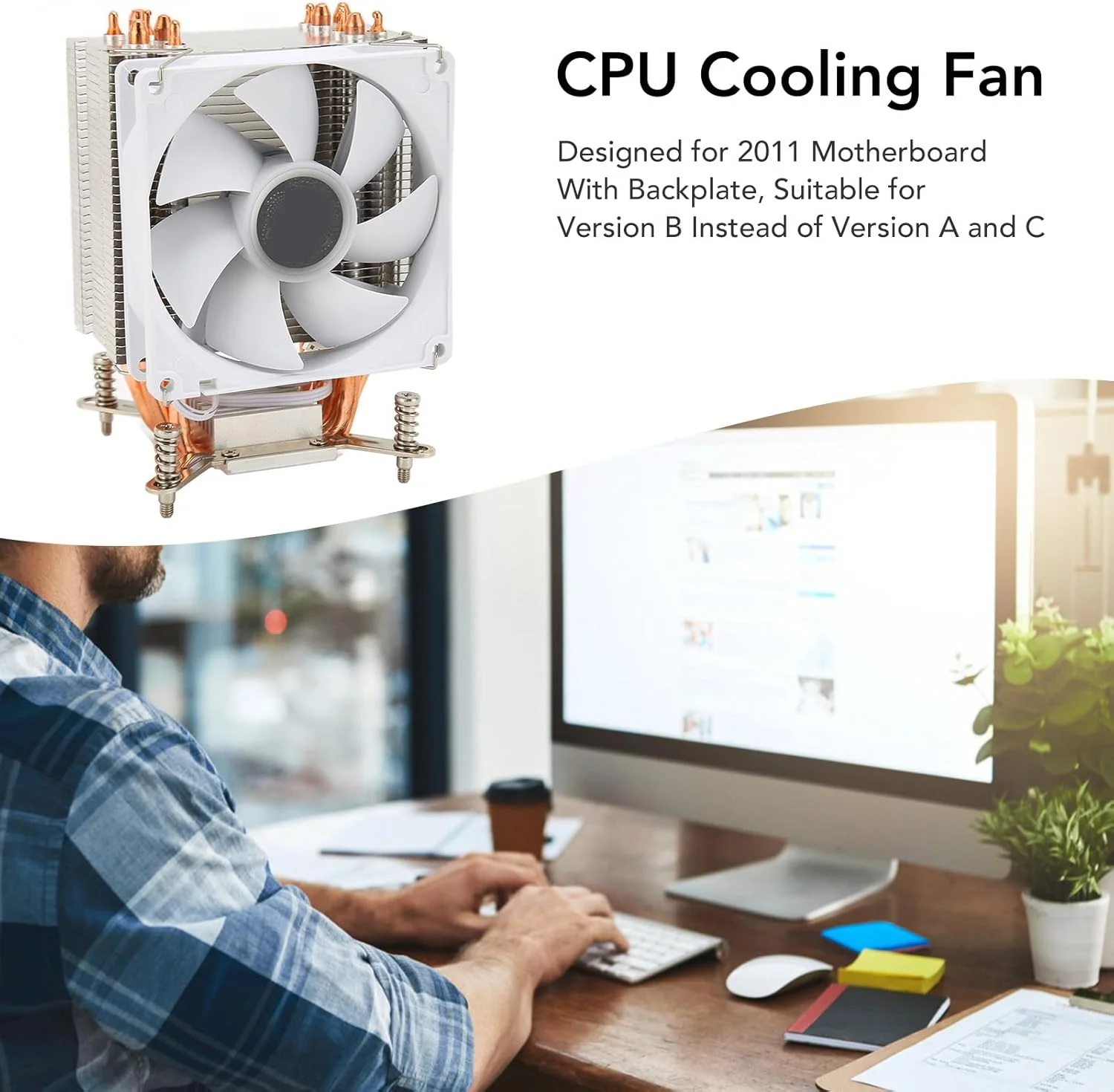 فن خنک کننده پردازنده Jiawu، فن خنک کننده بادی CPU با پین 3، 48CFM 22dB برای مادربرد 2011