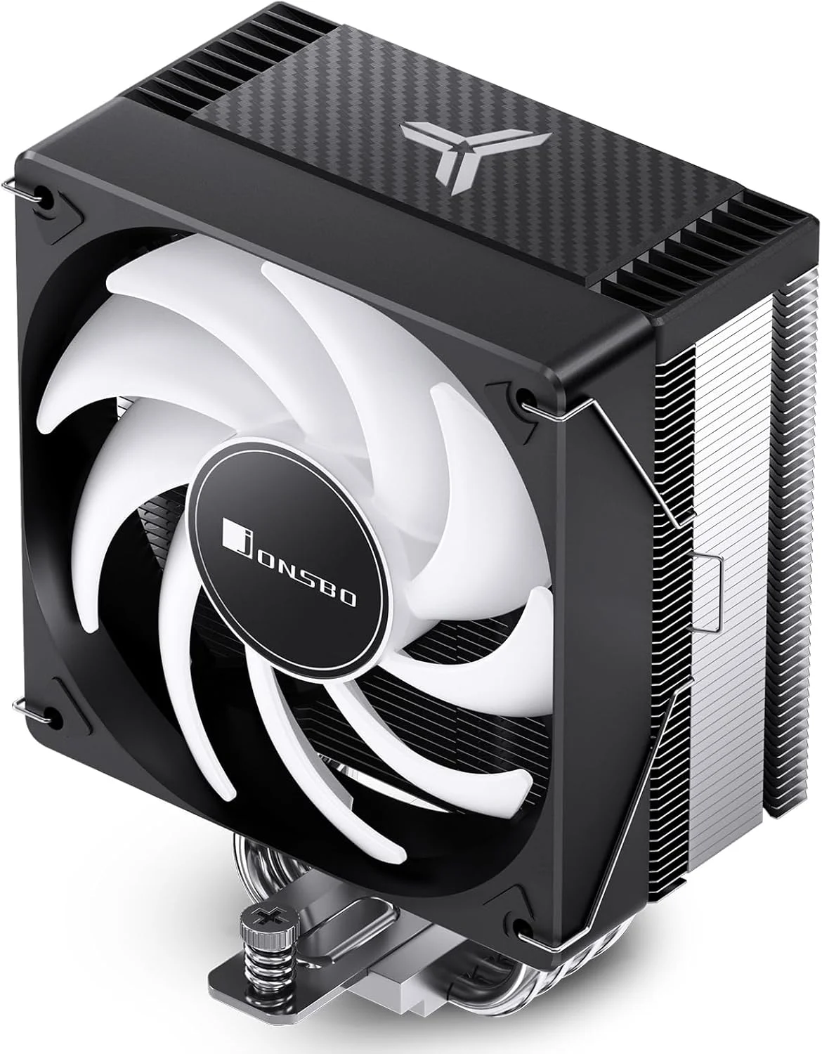 خنک کننده پردازنده JONSBO CR1000 EVO Color مشکی، خنک کننده بادی پردازنده سری Silent، فن پردازنده، نورپردازی خودکار RGB (4 پین، ارتفاع 154 میلی متر، 4 لوله حرارتی مسی AM4/AM5/Intel LGA1851/1700، PWM 120 میلی متری، پوشش بالایی RGB، مشکی)