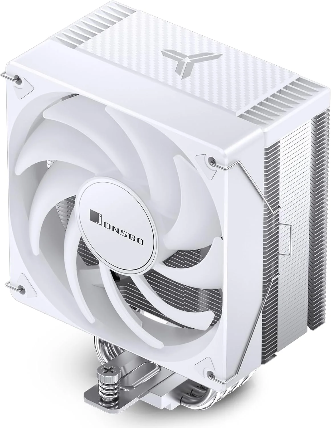 خنک کننده پردازنده JONSBO CR1000 EVO رنگ سفید، خنک کننده بادی پردازنده سری Silent، فن پردازنده، نور RGB اتوماتیک (4 پین، ارتفاع 154 میلی متر، 4 لوله حرارتی مسی AM4/AM5/Intel LGA1851/1700، PWM 120 میلی متری، پوشش بالایی RGB، سفید