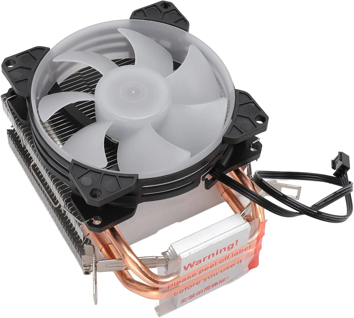 خنک کننده بادی پردازنده Jiawu 90 میلی متری 48CFM با نورپردازی RGB برای دفع سریع گرما برای LGA115x/AM4، بدنه فلزی، برای کامپیوتر