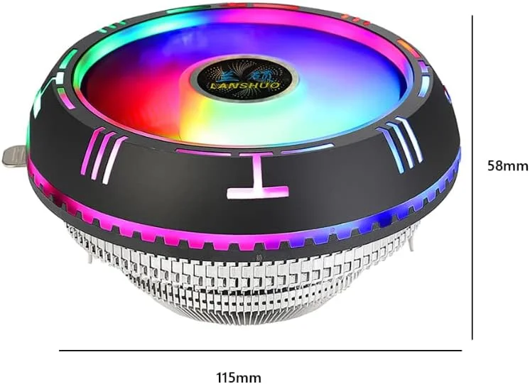فن خنک کننده پردازنده RGB با اندازه 90 میلی متر و سرعت 2000 دور در دقیقه، مناسب برای Intel LGA 775/1155/1156/1200/1356/1366، AMD 754/939/940/AM2/AM2+/AM3/AM3+/AM4/FM1/FM2 (700)
