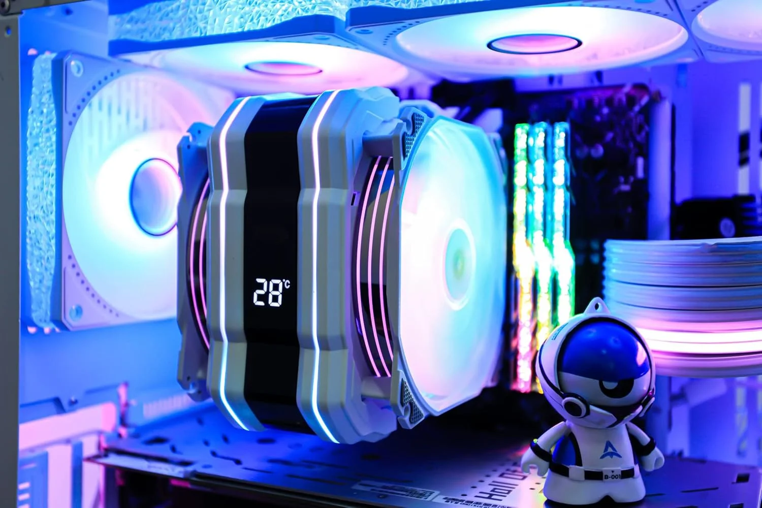 خنک کننده پردازنده KASTWAVE M120D Plus، خنک کننده بادی پردازنده با نمایشگر دما، دارای دو فن 120 میلی متری ARGB PWM، مناسب برای Intel LGA 1700/1200/115X/2011/2066/1366 و AMD AM4/AM5