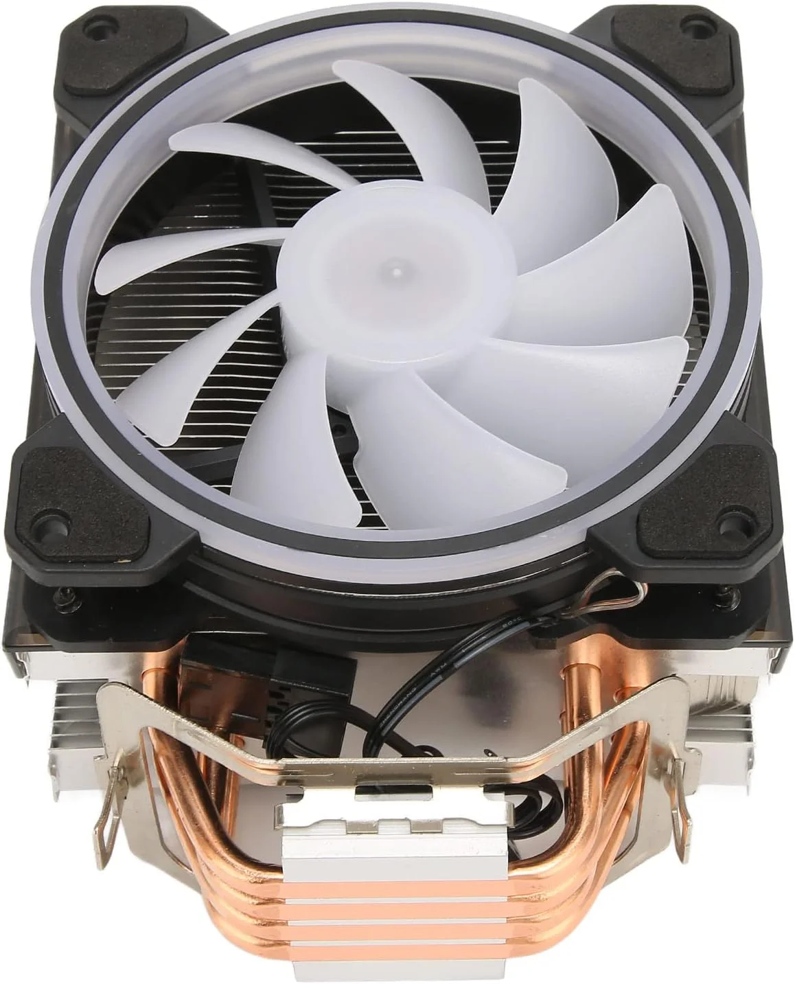 خنک کننده پردازنده با نورهای RGB، فن 12 سانتی متری 12 ولت با رابط 3 پین و 4 پین، آلیاژ آلومینیوم بی صدا، فن خنک کننده کارآمد پردازنده برای کامپیوتر رومیزی