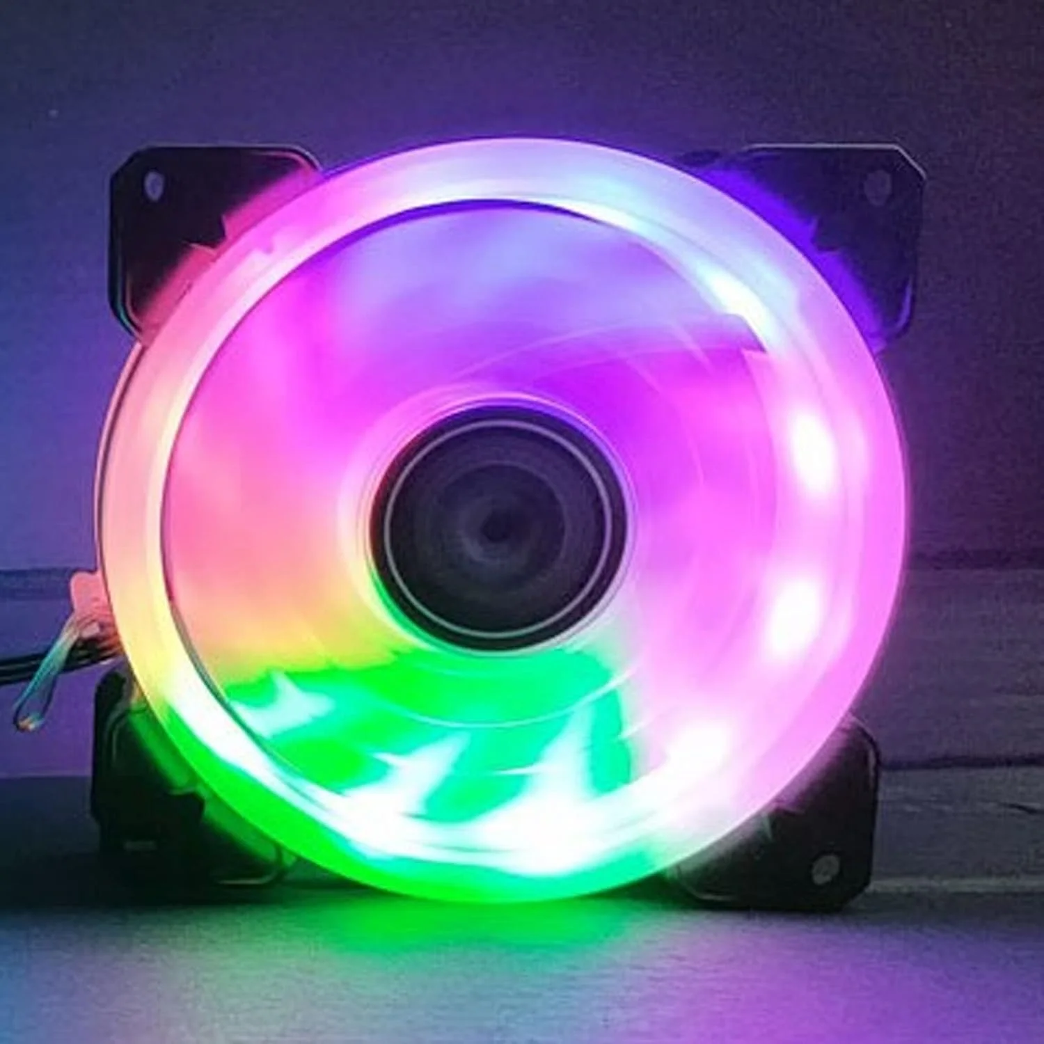 خنک کننده پردازنده با نورهای RGB، فن 12 سانتی متری 12 ولت با رابط 3 پین و 4 پین، آلیاژ آلومینیوم بی صدا، فن خنک کننده کارآمد پردازنده برای کامپیوتر رومیزی