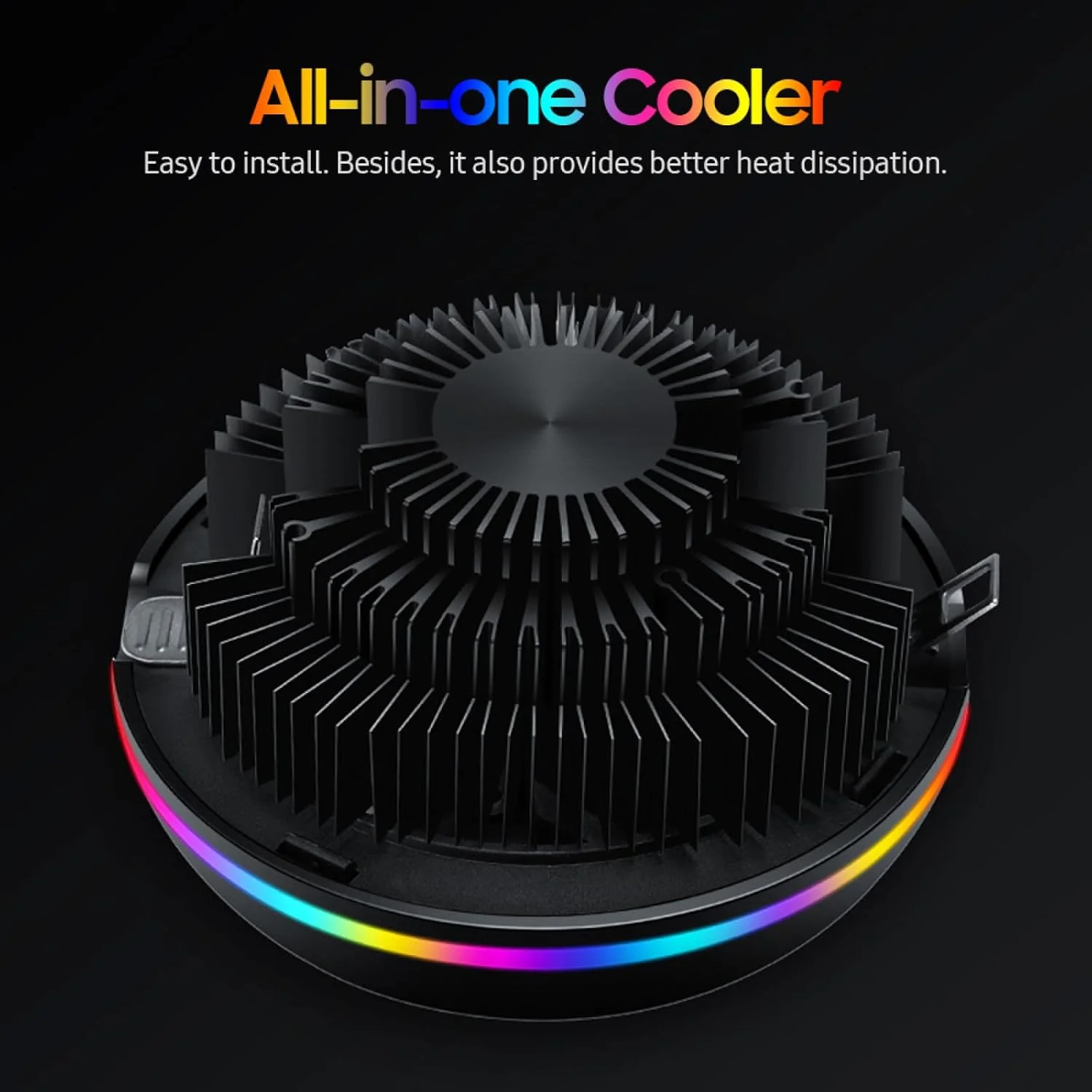 خنک کننده بادی پردازنده همه کاره Labymos با طراحی بشقاب پرنده، نورپردازی 5 رنگ، پیکربندی فشاری، سوکت جهانی Intel/AMD با بلبرینگ سیال نقره ای