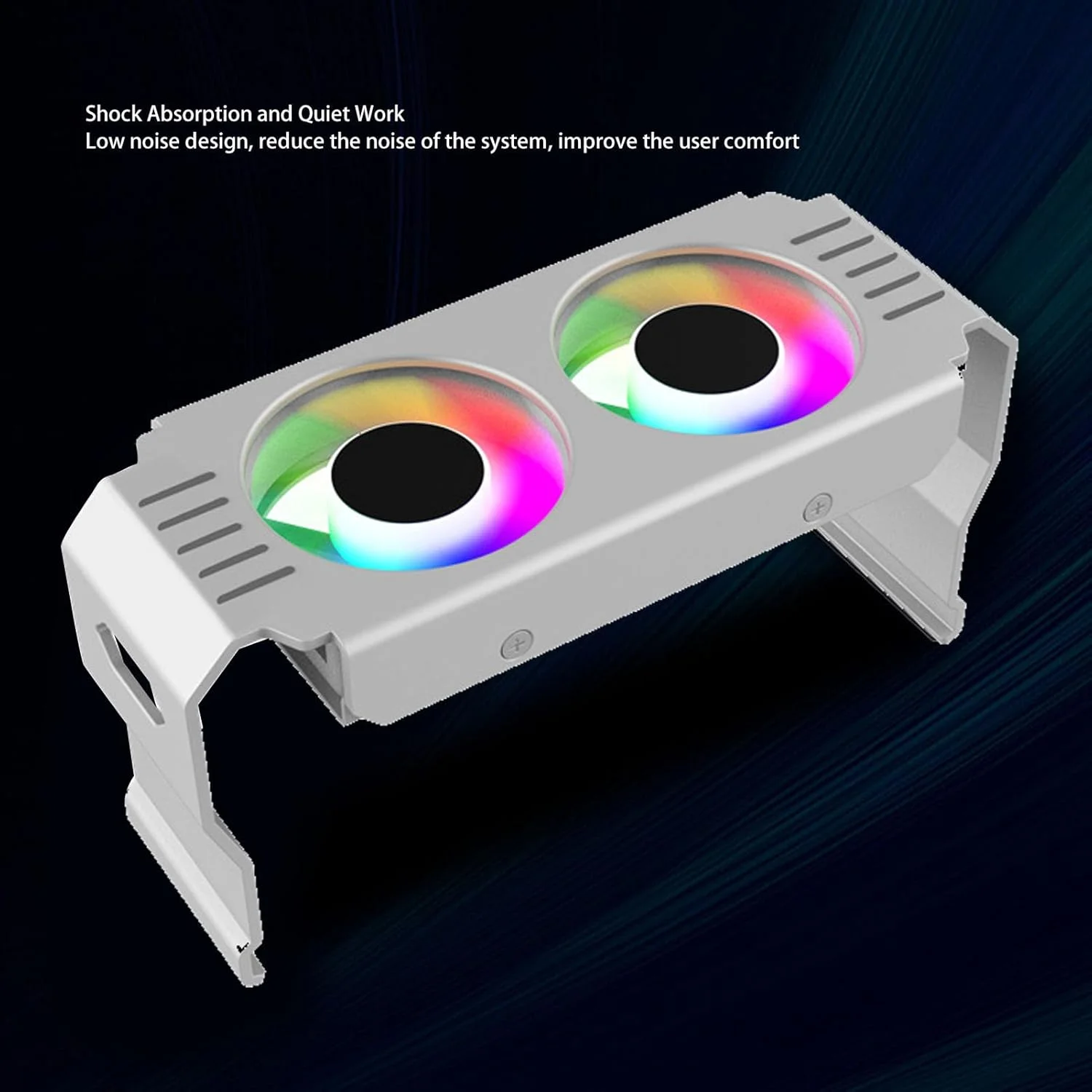 خنک کننده رم با فن های ARGB، خنک کننده رم، رادیاتور رم ARGB، هیت سینک ماژول حافظه کامپیوتر، فن کنترل دمای PWM برای DDR DDR2 DDR3 DDR4 DDR5 (سفید)