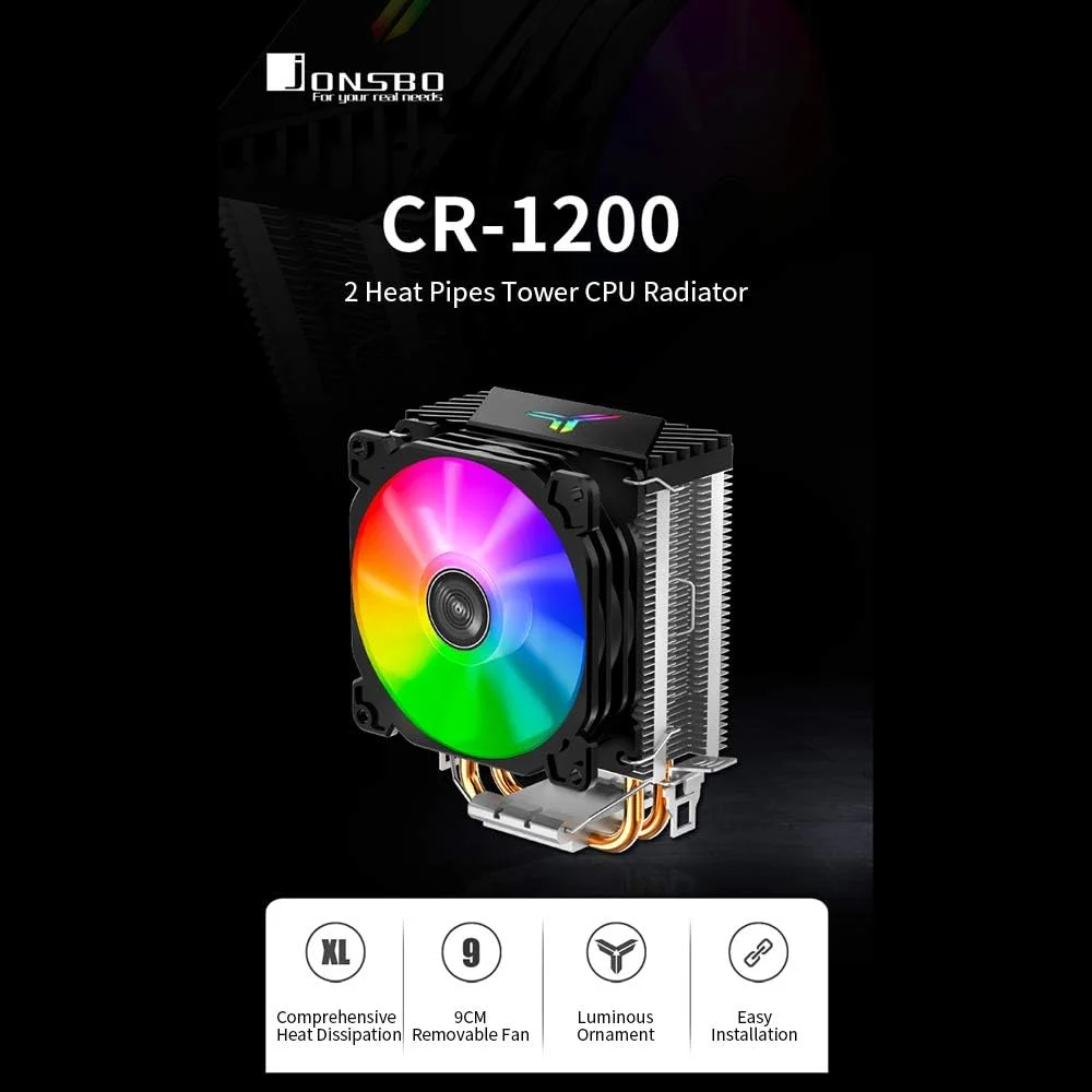 رادیاتور LED CPU مدل Morelian با 2 لوله حرارتی و فن خنک کننده تاور CR-1200 جایگزین برای Intel LGA1200/Intel 1151/AMD AM4/FM2+ رادیاتور LED CPU مدل Morelian با 2 لوله حرارتی و فن خنک کننده تاور CR-1200 جایگزین برای Intel LGA1200/Intel 1151/AMD AM4/FM2+