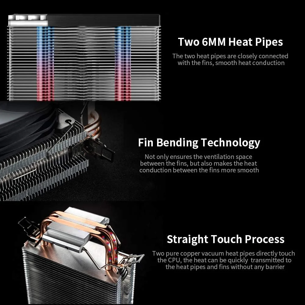 رادیاتور LED CPU مدل Morelian با 2 لوله حرارتی و فن خنک کننده تاور CR-1200 جایگزین برای Intel LGA1200/Intel 1151/AMD AM4/FM2+ رادیاتور LED CPU مدل Morelian با 2 لوله حرارتی و فن خنک کننده تاور CR-1200 جایگزین برای Intel LGA1200/Intel 1151/AMD AM4/FM2+