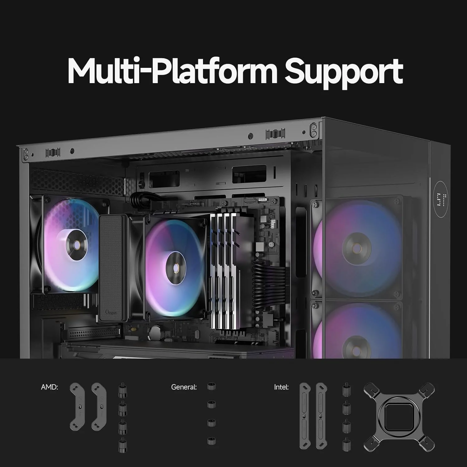 خنک کننده پردازنده Ocypus Delta A40 ARGB، خنک کننده بادی پردازنده با عملکرد ARGB، فن PWM بی صدا با بلبرینگ هیدرولیک 120 میلی متری، 4 لوله حرارتی مسی، فن خنک کننده پردازنده کامپیوتر برای AMD AM4/AM5، Intel LGA 115X/1200/1700/1851، BK