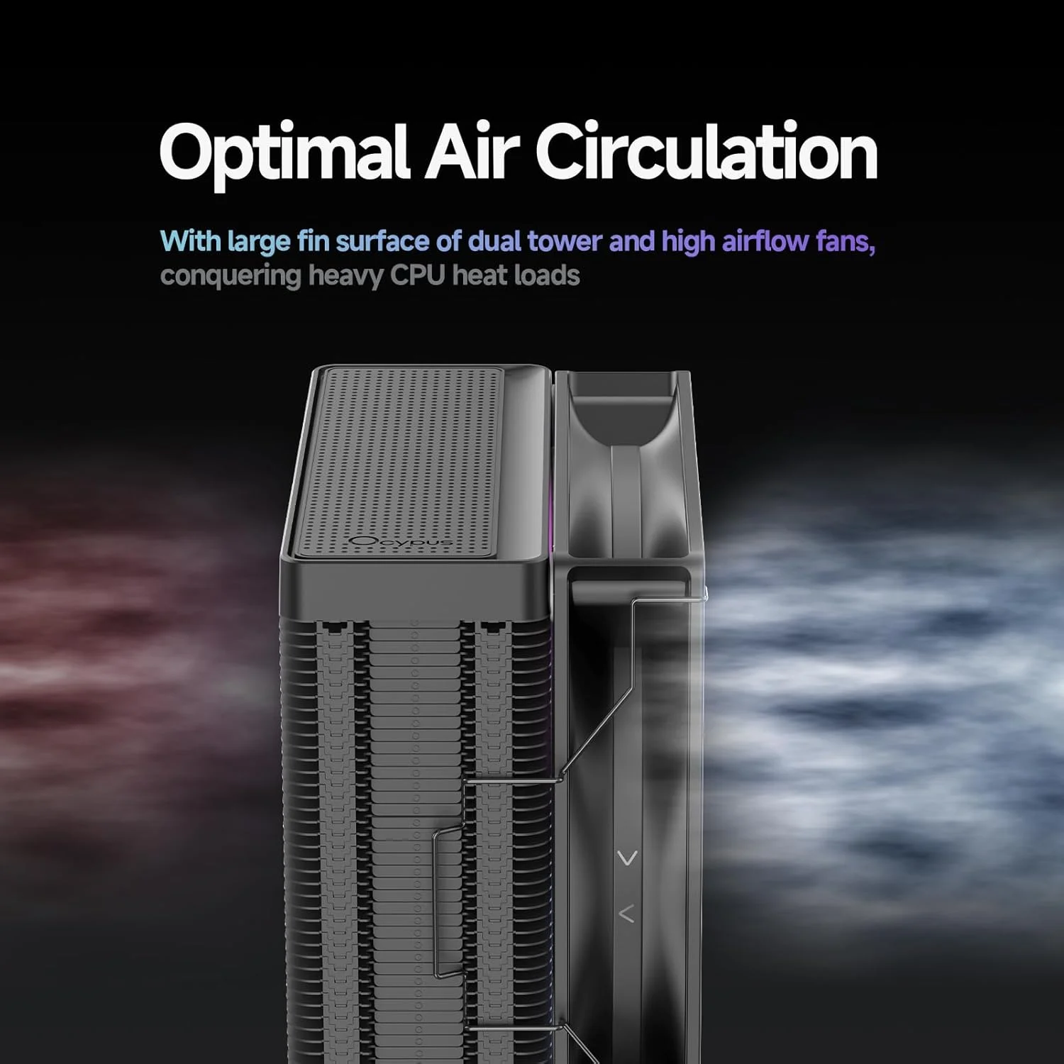 خنک کننده پردازنده Ocypus Delta A40 ARGB، خنک کننده بادی پردازنده با عملکرد ARGB، فن PWM بی صدا با بلبرینگ هیدرولیک 120 میلی متری، 4 لوله حرارتی مسی، فن خنک کننده پردازنده کامپیوتر برای AMD AM4/AM5، Intel LGA 115X/1200/1700/1851، BK