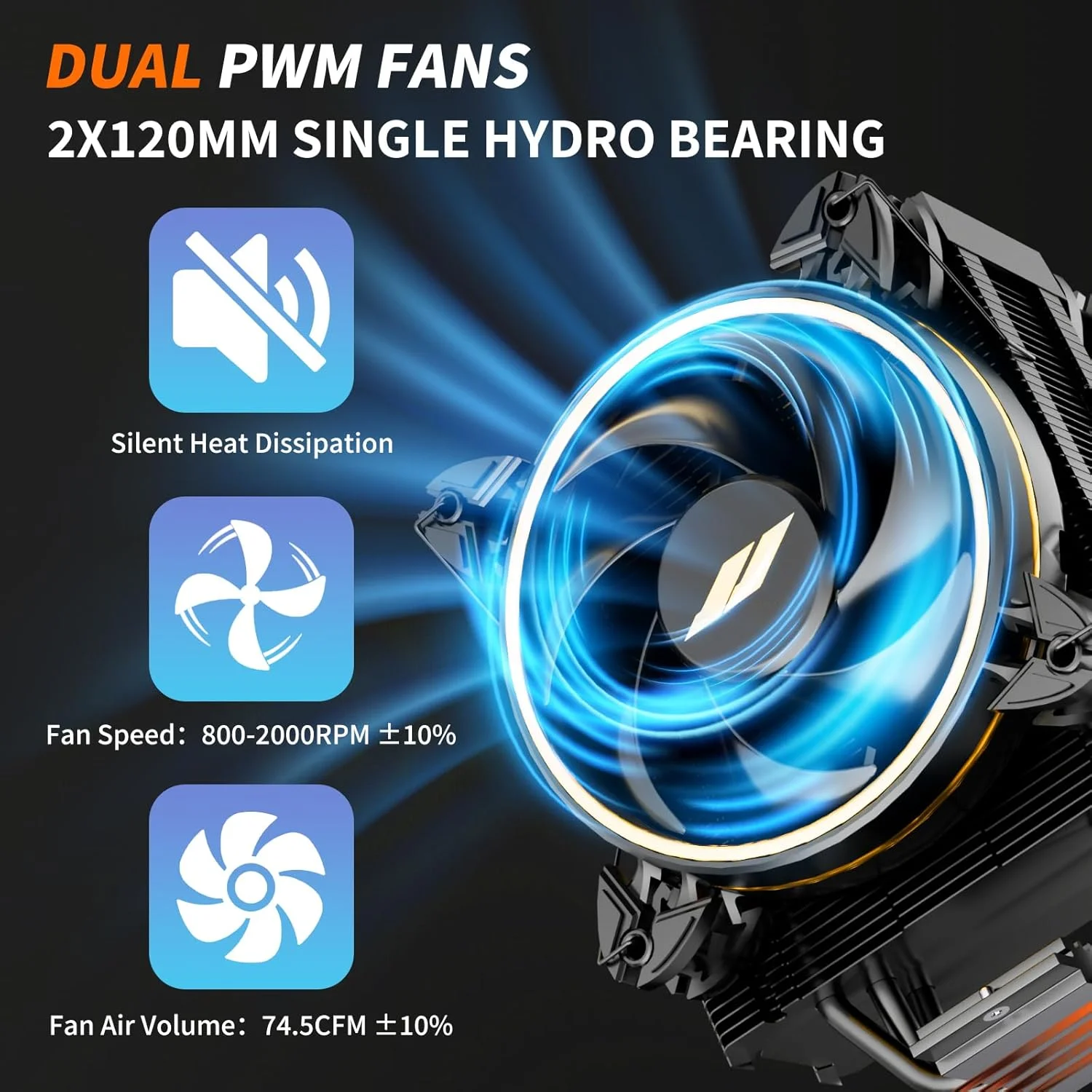 خنک کننده پردازنده OCPC، دارای دو فن 120 میلی متری PWM