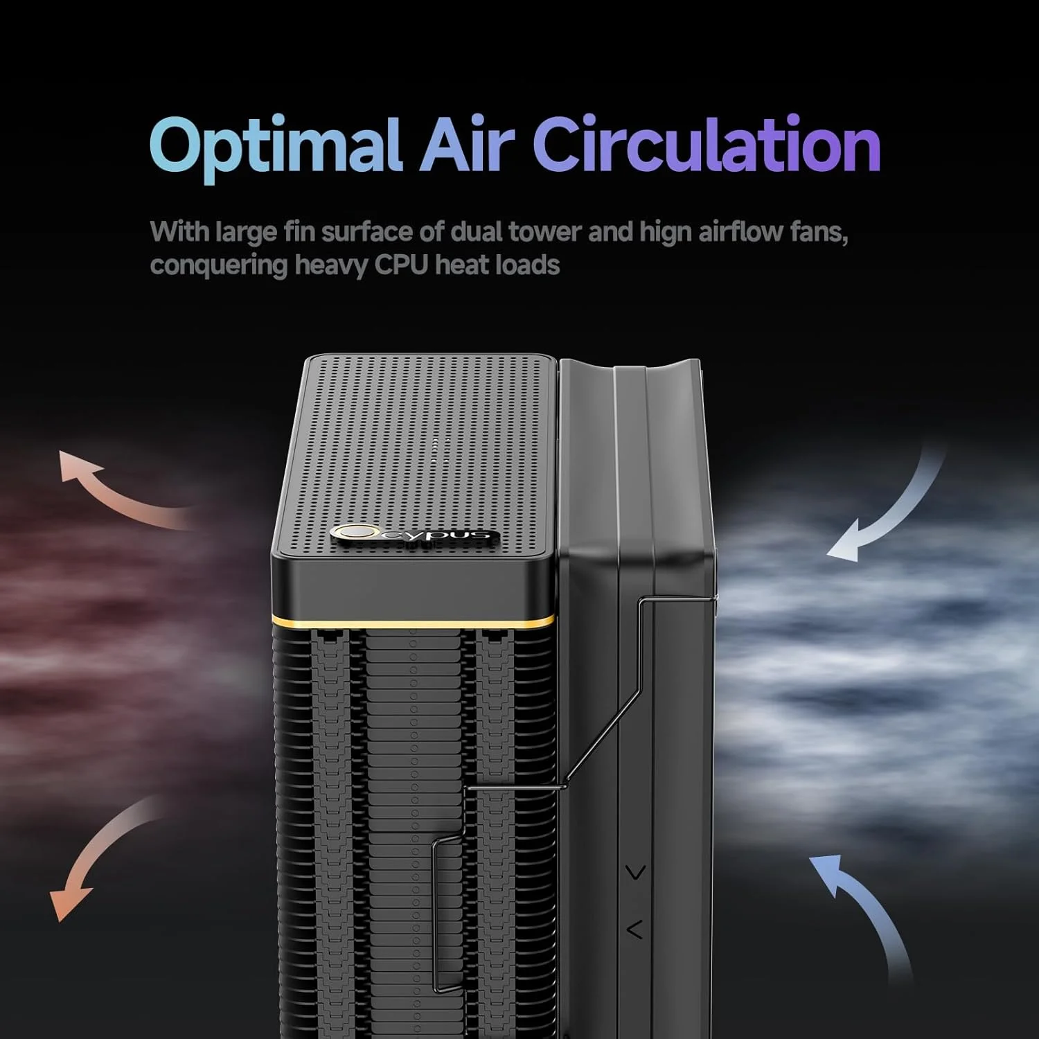 خنک کننده بادی پردازنده تک برجی Ocypus Iota A40 با نمایشگر دیجیتال، 4 لوله حرارتی، فن 120 میلی متری FDB بی صدا، رادیاتور با راندمان بالا، فن خنک کننده پردازنده برای AMD AM4/AM5، Intel LGA 115X/1200/1700/1851, BK